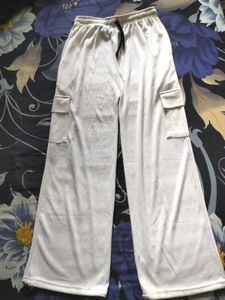 White Cargo Pants with a drawstring waist