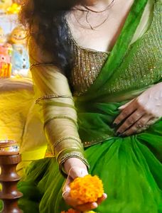 Elegant Green Net Lehenga