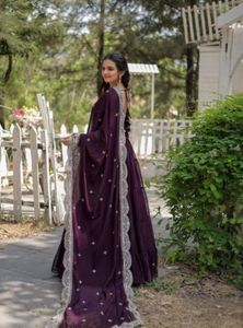 Elegant Purple Anarkali Gown