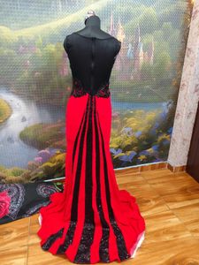 Stunning Red &amp; Black Embellished Gown