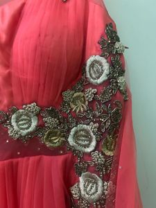 Stunning Coral Embroidered Gown