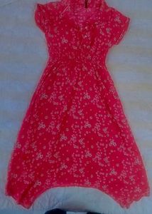 Charming Red Floral Midi Dress