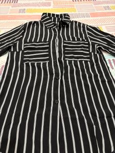 savana Chic Striped Button-Up Tunic