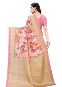 Beautiful floral print peach and pink shade saree