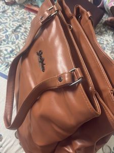 Stylish Brown Faux Leather Handbag