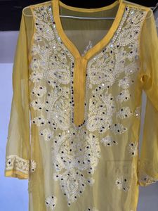 Yellow Embroidered Kurta