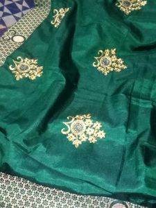 Emerald Green Embroidered Saree