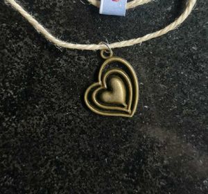 Antique Grunge Heart In Jute Cord
