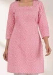 Pink Chevron Print Kurta