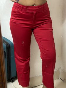 Dalia red cropped straight leg pants