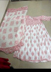 Red &amp; White Printed Dress
