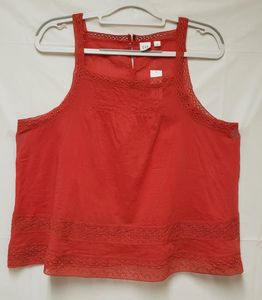 Boho Red Lace Trimmed Sleeveless Top
