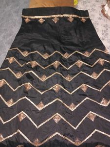 Elegant Black & Gold Embroidered Skirt