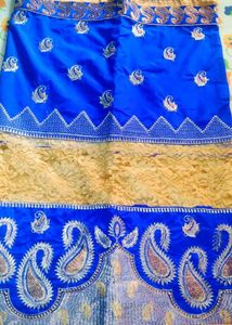 Royal Blue & Gold Women's Saree