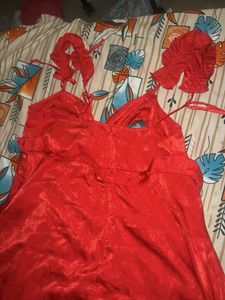 Stunning Red Blouse with Rose Detail
