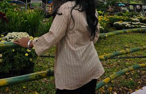 Elegant Beige Kurta with Striped Pattern