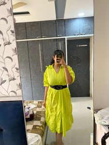 Vibrant Lime Green Shirt Dress