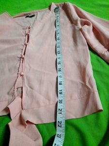Korean Floral Embroidery Bell Sleeve Pink Crop Top