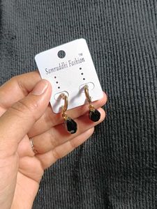 Elegant Black Stone Drop Earrings
