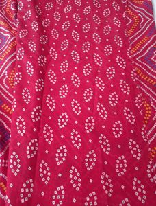 Beautiful Red Bandhani Print Saree