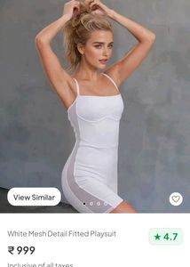 White Mesh Detail Fitted Playsuit