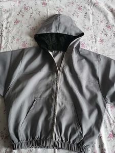 Grey Hooded Zip-Up Jacket