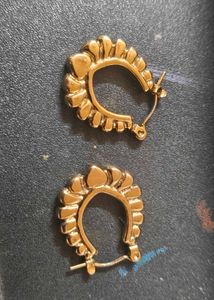 Gold Tone Heart Hoop Earrings