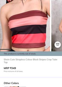 Nwe with tag Strapless Colour Block Stripes Crop