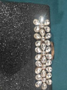 Sparkling Black Clutch with Rhinestone