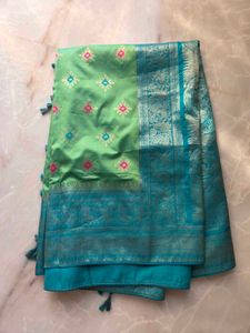 🎉Today only🎉Elegant Green &amp; Blue Saree