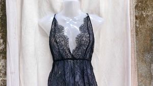 421312. Sheer Black Lace Bodysuit