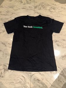 Black "You look invested." T-Shirt