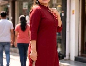 Printed plazo and Red Solid Kurta