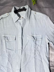 ZARA Light Blue Casual Long Sleeve Shirt