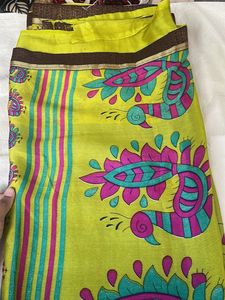 Vibrant Peacock Print Saree