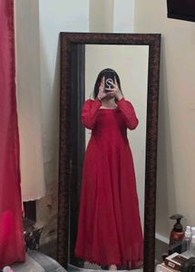 Elegant Red Ethnic Anarkali Suit set 3 piece