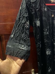 Floral Print Black Kurti