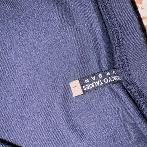 Navy Blue Button-Up Cropped Top