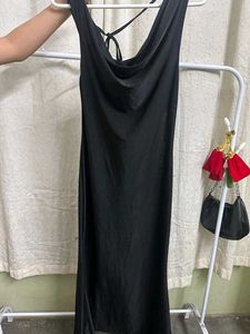 Sleek Black Cowl Neck Maxi Dress
