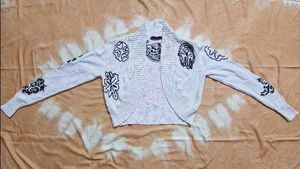 Embroidery baddie style Knit Cardigan