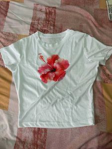 cute basic flower printed crop top