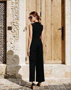 Shein Sleeveless Black mock wrap Jumpsuit