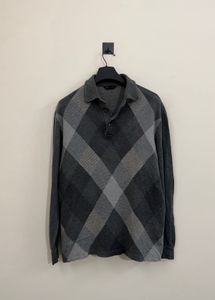 Men's Grey Checkered Polo Shirt
