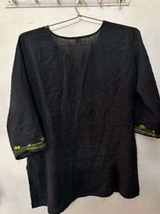 Black Kurta with Green Embroidery