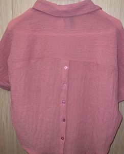 Chic Textured Pink Short Sleeve Top