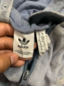 Adidas Originals Cropped Full Zip Velour Hoodie