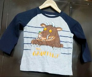 Grey Full Sleeves T-shirt For Baby Boy 3- 4 Year
