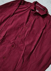 Stylish Men's Maroon Textured Shirt