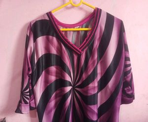 Purple Swirl Print Satin Night gown