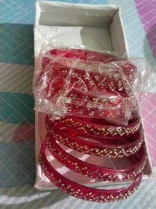 Beautiful Red Bangles with Embellishments
